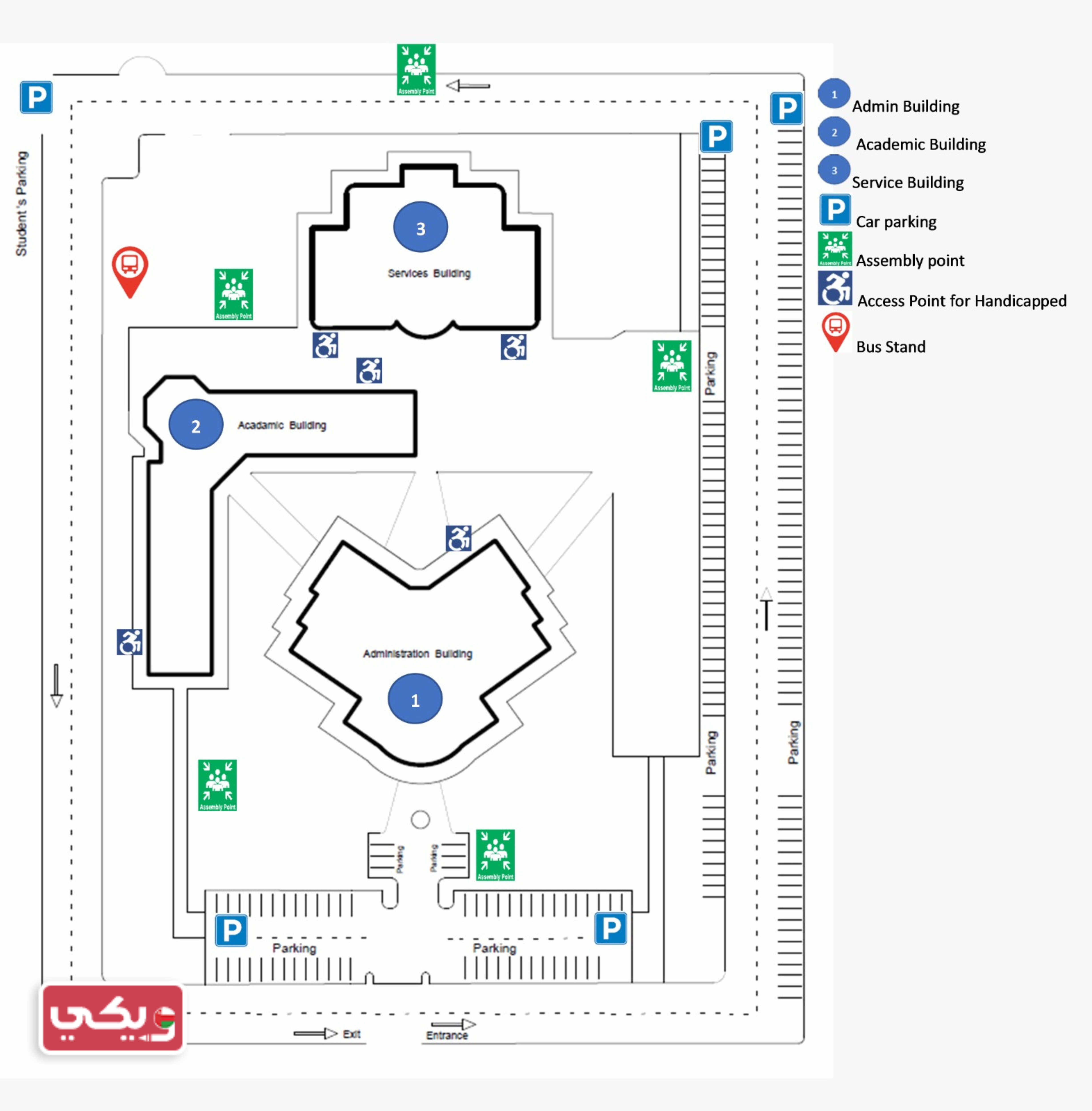 خريطة الحرم الجامعي كلية عمان للادارة والتكنولوجيا